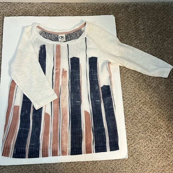 One September Pleat Front Top women’s M crew Neck 3/4 Sleeve Knit Sweater - Picture 9 of 11